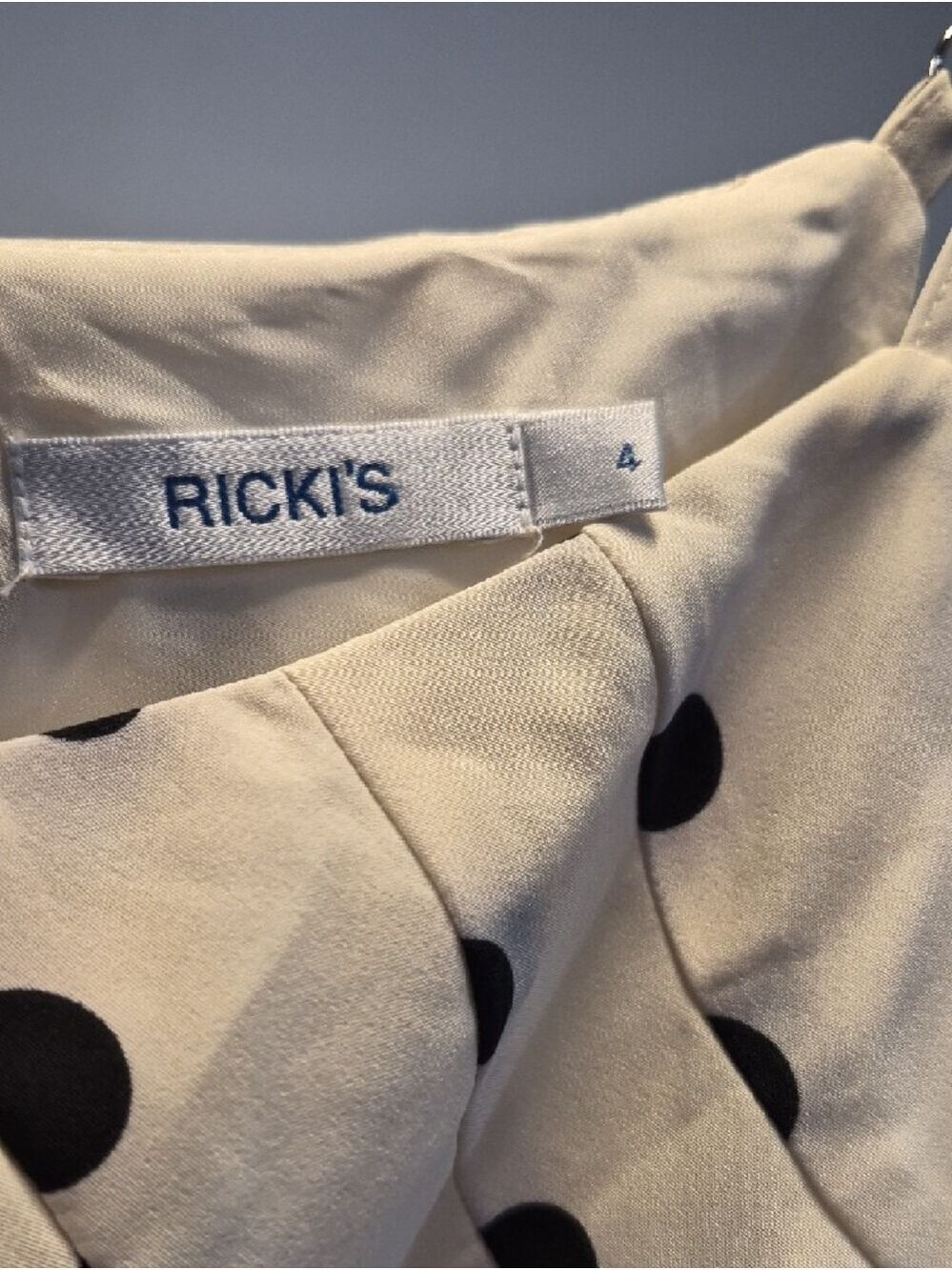 Ricki's Cream and Black Polka Dot Spaghetti Peplum Top - Picture 6 of 13